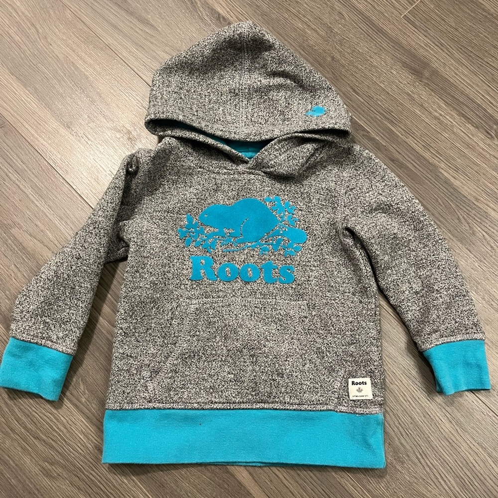 Toddler roots blue and salt & pepper sweater